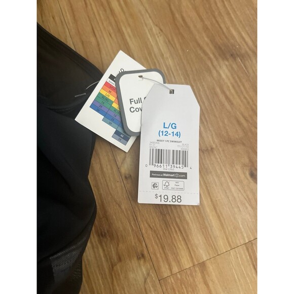 Time and Tru Black Mesh One Piece Swimsuit, Women’s L (12-14) - Picture 3 of 4